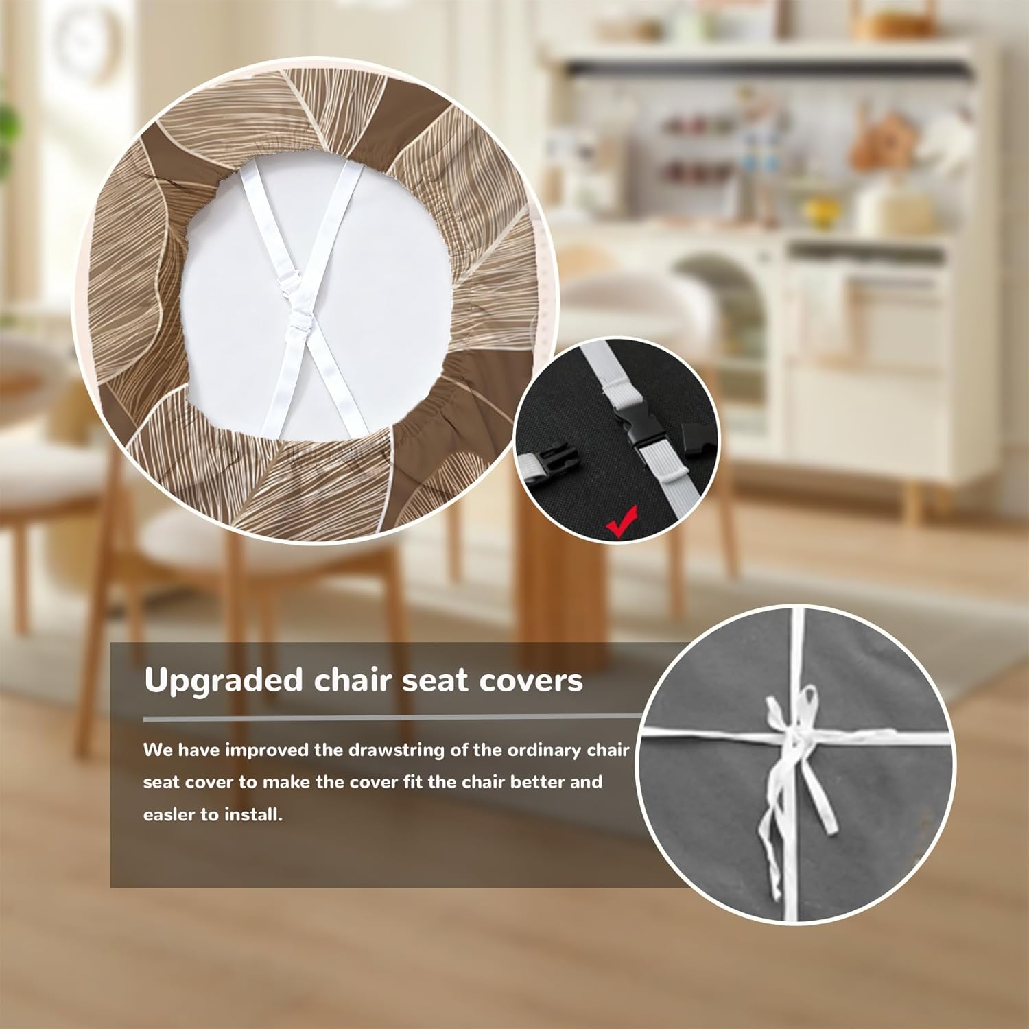 Chair Covers - Elastic Printed Dining Chair Slipcovers, Removable Washable with Elastic Band, Anti-Slip，Protective Covers for Dining Chair Cushions (Type 6, 6-Piece Set)