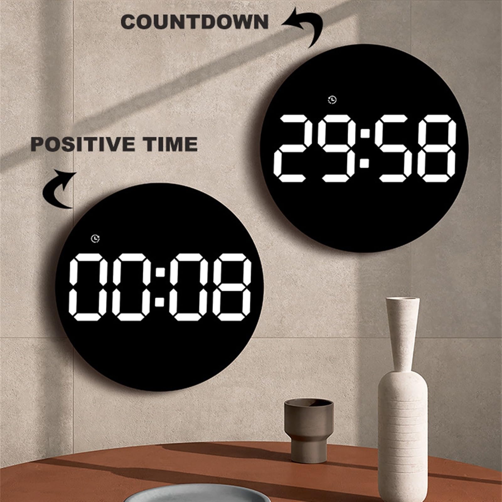 Horloge murale numérique à LED – Horloge multifonction avec alarmes, compte à rebours, affichage de la température, rappel de vacances