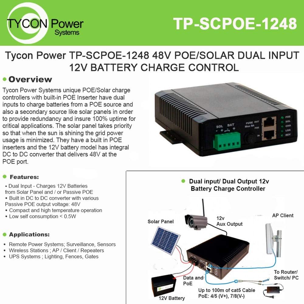 Tycon Power TP-SCPOE-1248 Solar Controller with PoE and connection diagram