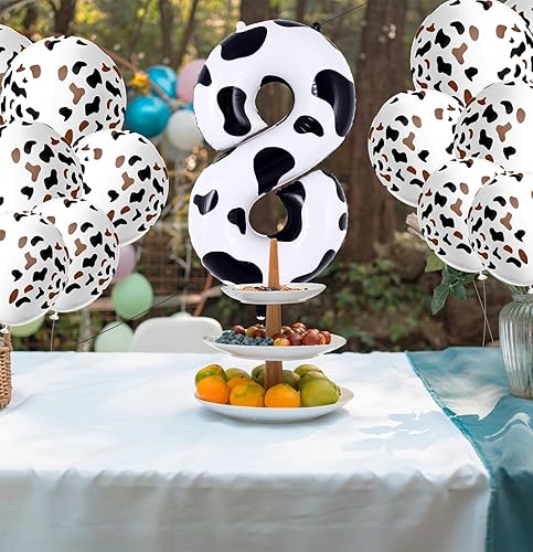 Miniatura 5 de Globo de número 8 de 40 pulgadas de aluminio Mylar con el número 8, globo con estampado de vaca para cumpleaños de 8 años, baby shower, suministros
