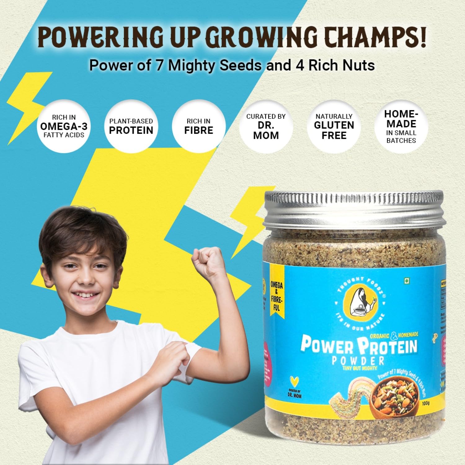 Power Protein Powder - Organic Plant-Based Protein with 7 Seeds & 4 Nuts, Homemade, No Sugar or Preservatives, Veg & Jain Friendly - 100g — Amazon image 8