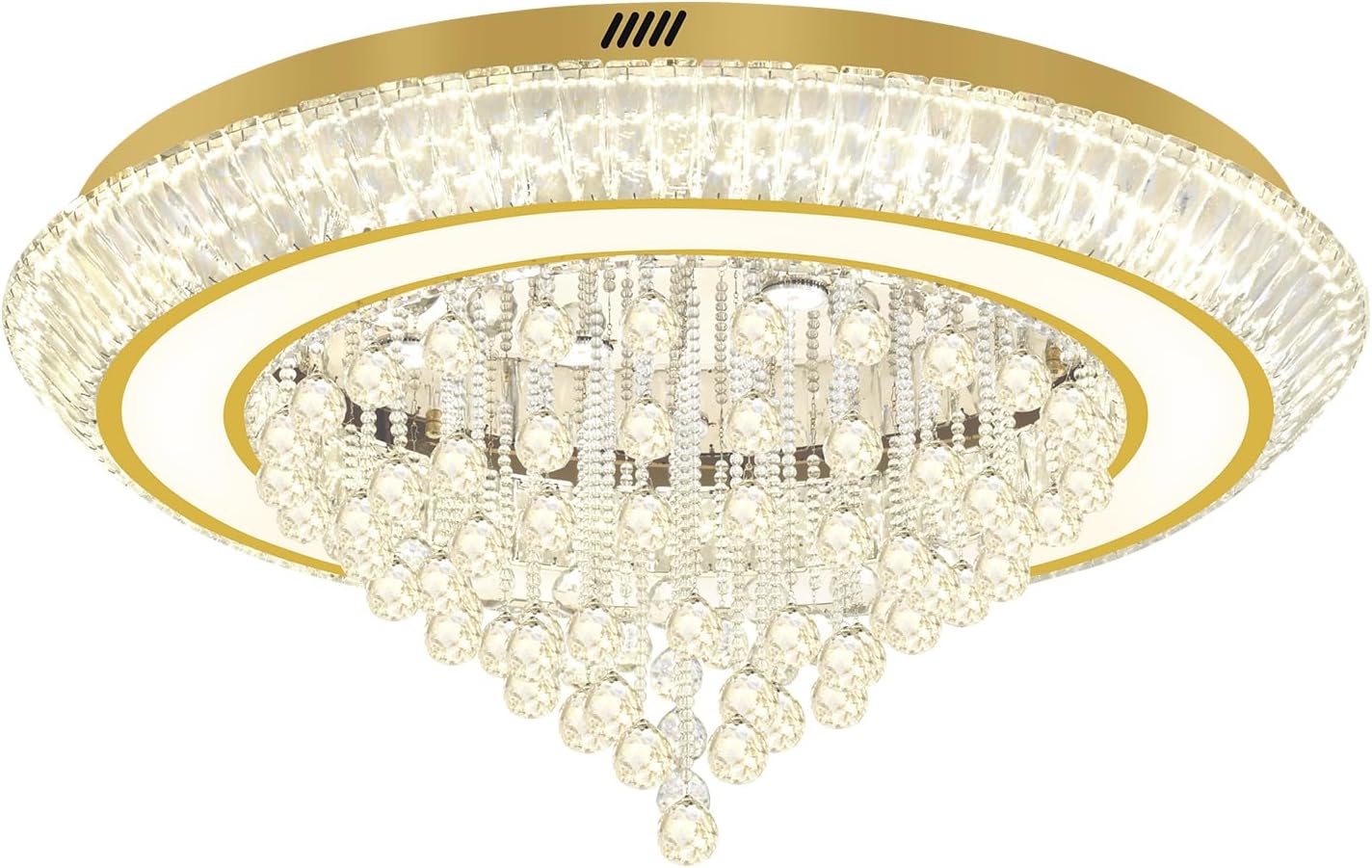 Modern Crystal Chandelier for Living Room, 40in Led Gold Crystal Drop Ceiling Light, Crystals Chandeliers for Dining Room, Living Room, Bedroom