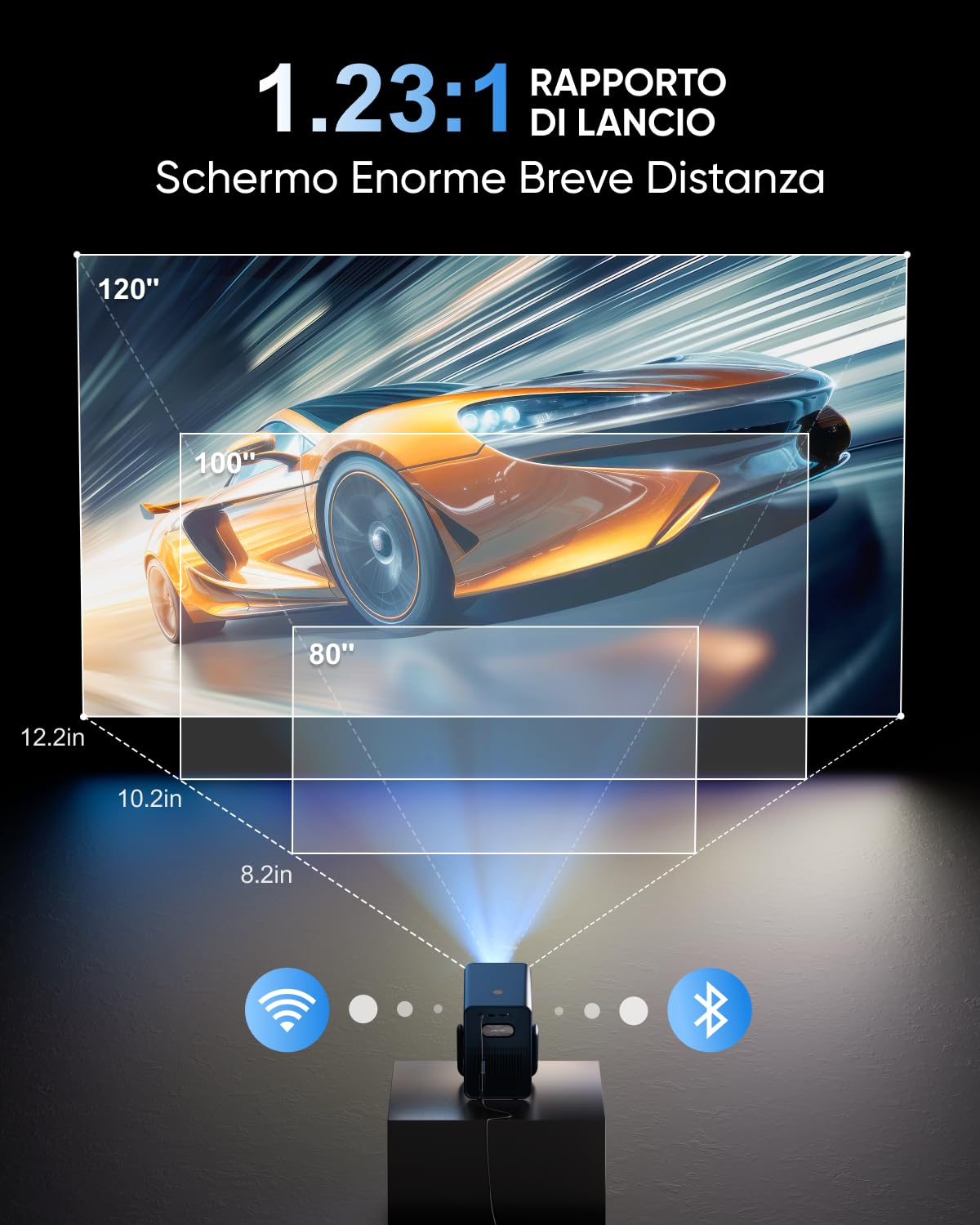 ULTIMEA Proiettore 4K Supporto Android TV 11.0 con Netflix, Videoproiettore 1000 ANSI Lumen, Dolby Audio, Bassi profondi, Design Maniglia, Home Cinema Portatile Proiettori 1080P Nativo, Poseidon E40
