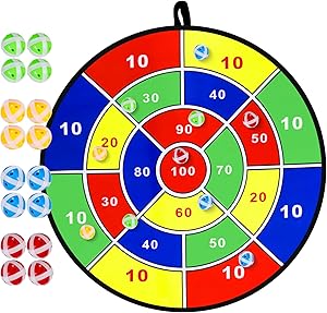 Kids Dart Board Game Set-29 inchs, Board Games with 16 Stick Balls, Summer Indoor Outdoor Toys Games for Kids Ages 4-8, Birthday Party Games Yard Toys for Kids Ages 3 4 5 6 7 8 9 10 11