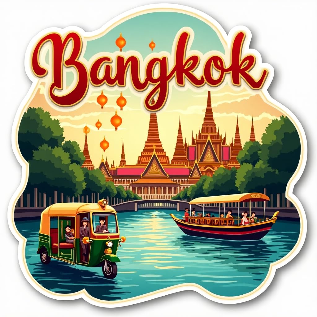 Naxon Bangkok Theme Souvenir Wooden Refrigerator Stylish Fridge Magnet - Fridge Decoration Magnet for Kitchen & Home Decor | Perfect Souvenir Gift | Size 3x3 Inches | Pack of 1