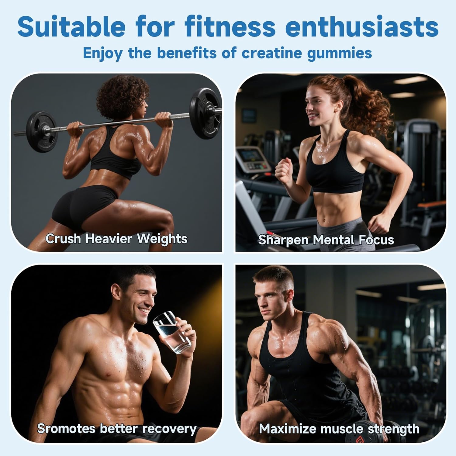 Creatine Monohydrate Gummies,Creatine Monohydrate for Muscle Strength, Muscle Builder, Energy Boost, Pre-Workout Supplement(60 Count) - Image 7