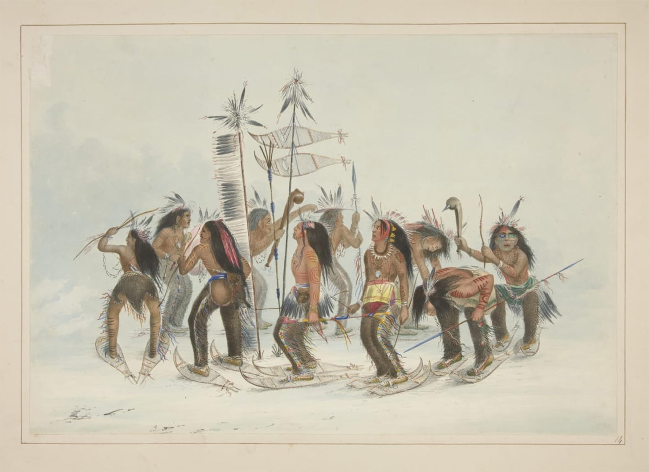 HRJUBWREE Vintage Poster Photo Wall Print Mural Artwork the Snow Shoe Dance by George Catlin Art Prints Painting for Office Decor 60x90cm