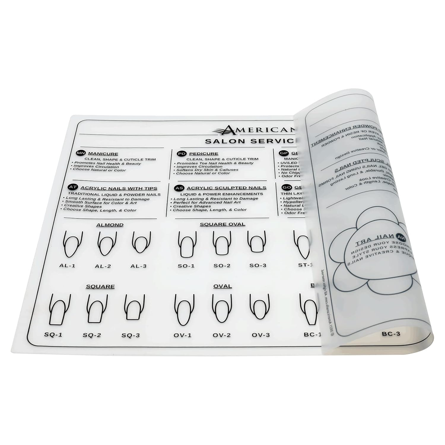 Americanails Silicone Salon Service Menu Mat, Professional Nail Salon Menu, Sales Tool, Helps Explain Services, Protects Nail Table, Wipes Clean With Acetone, Acrylic, Gel Natural Nail Services image 3