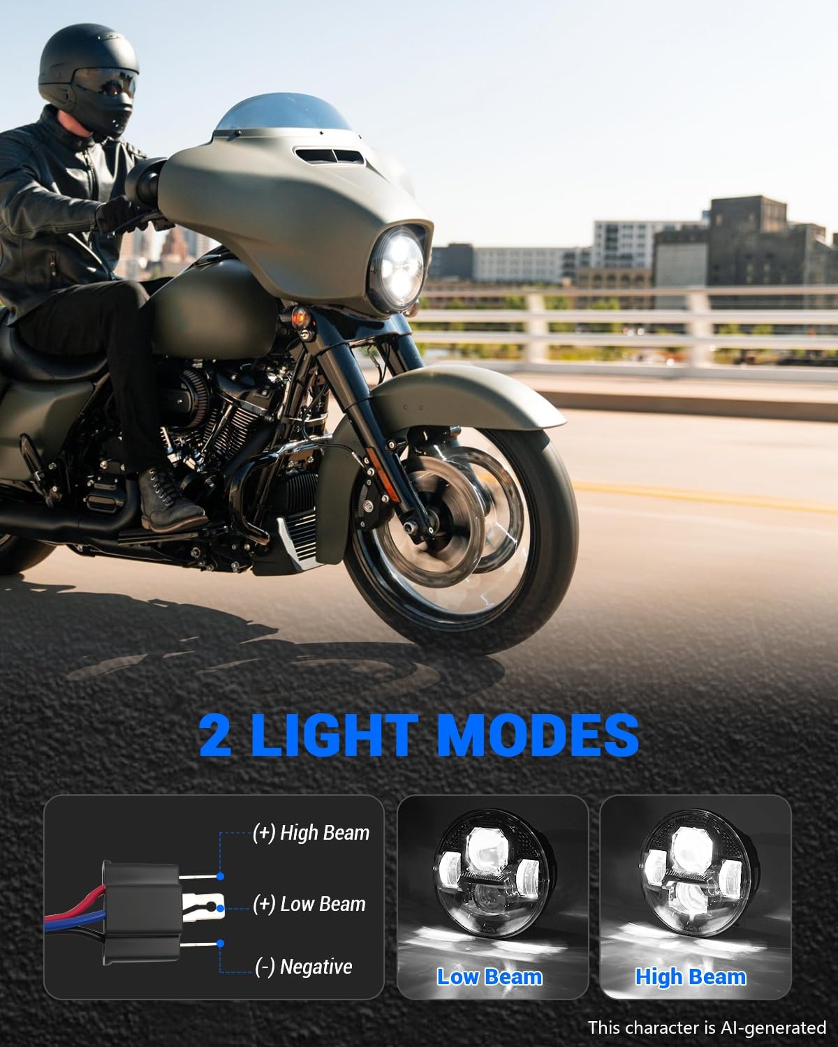 SUPAREE 5.75 Zoll Led Motorrad Scheinwerfer E-geprüft Motorrad Scheinwerfer | Motorrad Frontscheinwerfer 6000K Weiß mit Hi/Lo Abblendlich Passend für XL883N XL1200X FXDB