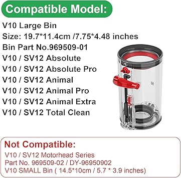 RUKHOOL Cubo Basura para Dyson V10 SV12 Filtro Accesorios Contenedor Depósito para Dyson SV13 SV27 Filtros Repuestos Recambios Cubos Assembly Aspiradora Fliter Polvo Sccesorio3