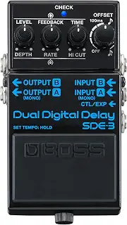 BOSS SDE-3 デュアルデジタルディレイペダル | 伝説のローランドSDE-3000の本格サウンド | コンパクトペダル | 汎用性の高いモダンな機能 | 最大1600ミリ秒の長い遅延時間 | MIDI/IO接続
