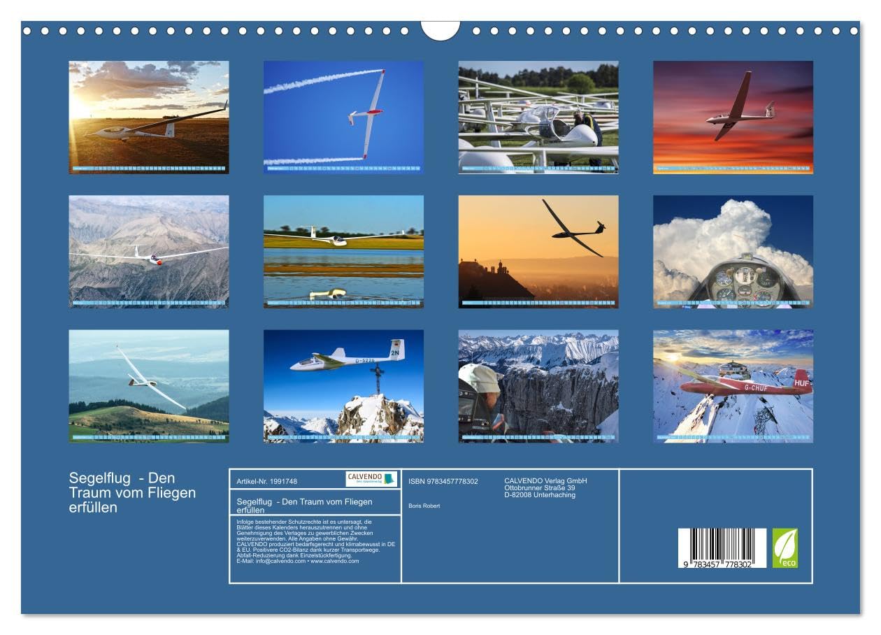Segelflug - Den Traum vom Fliegen erfüllen (Wandkalender 2026 DIN A3 quer), CALVENDO Monatskalender: Nahezu schwerelos dem Himmel entgegen - das ist Segelfliegen! (CALVENDO Sport)