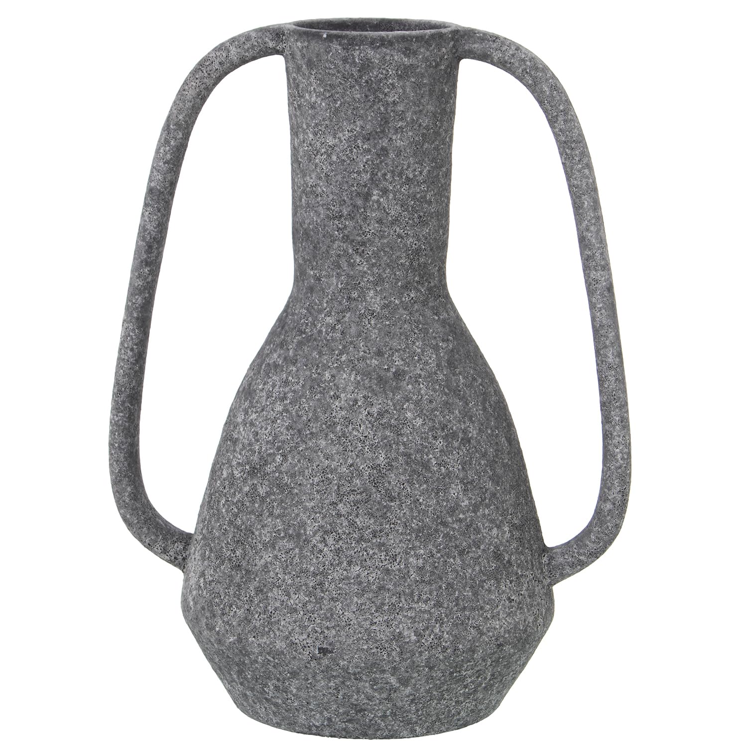 Vase en céramique gris foncé de 31cm avec anses pour fleurs séchées