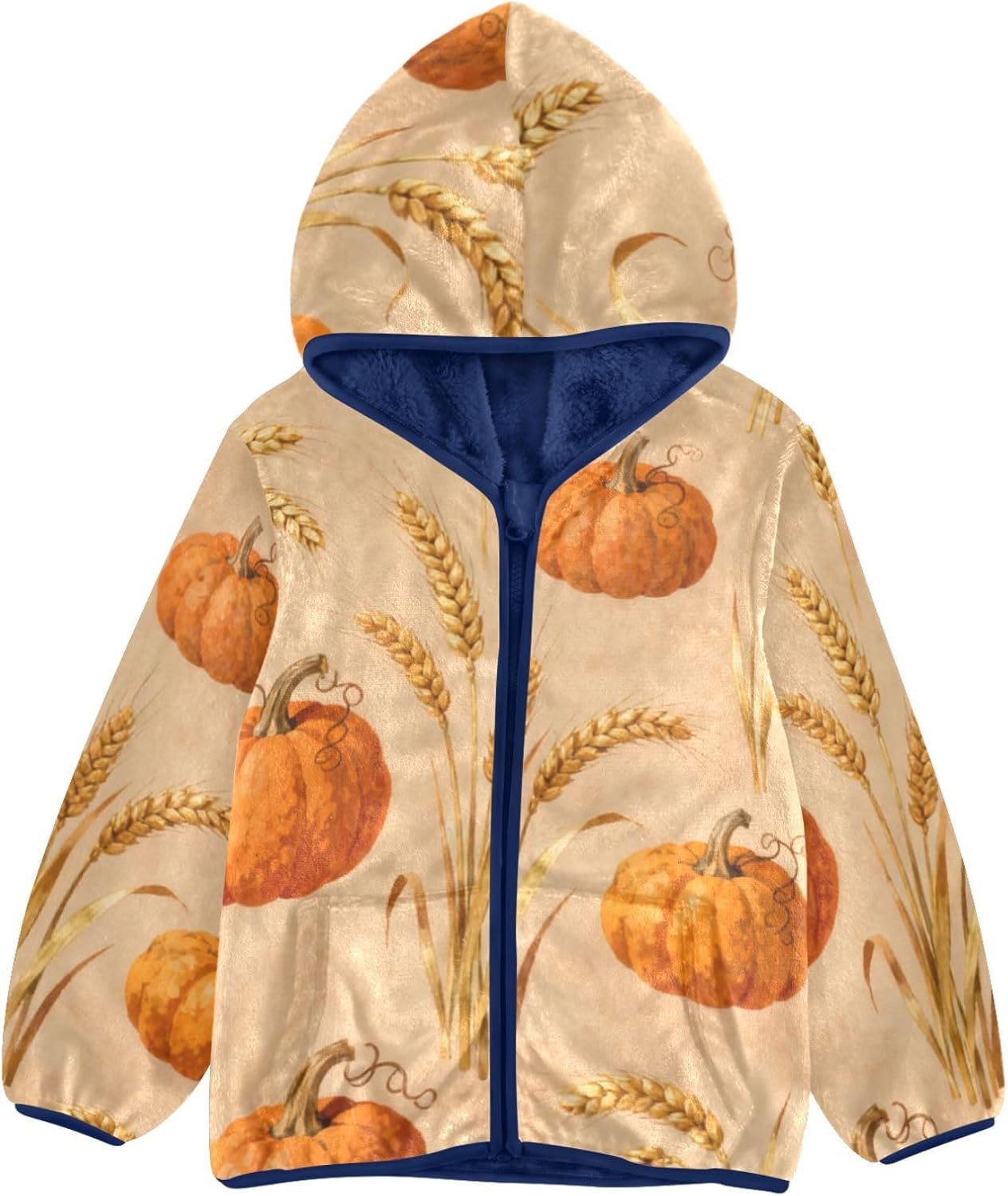 GuoChe Autumn Pumpkins and Wheat Hooded Fleece Jacket Toddler Children Winter Coat