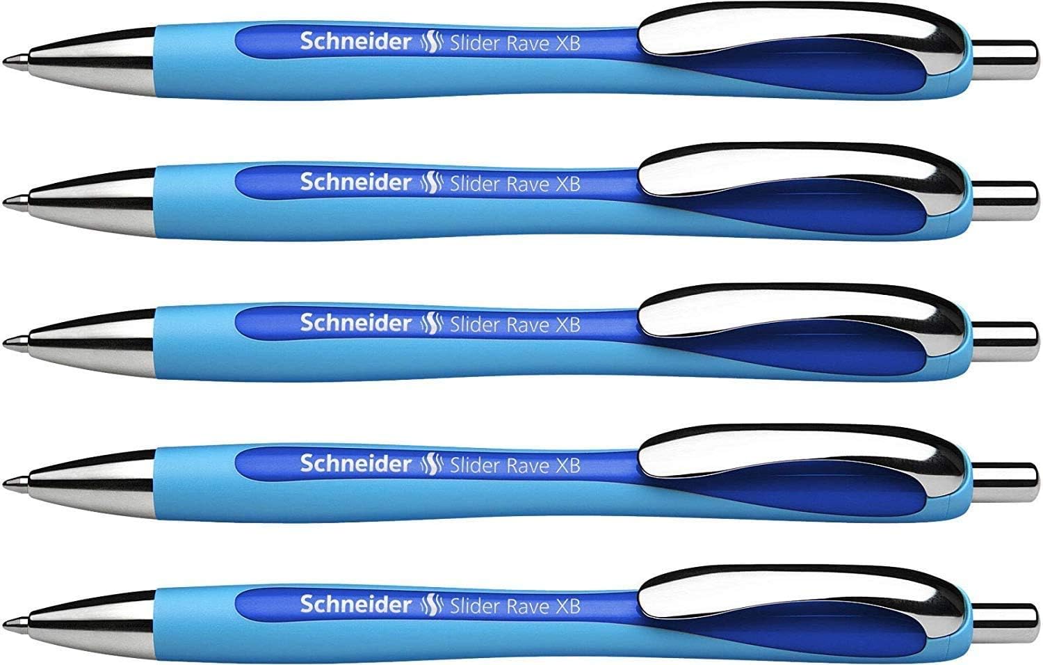 Schneider Druckluft Slider Rave XB Ballpoint Pen, 5/Pack