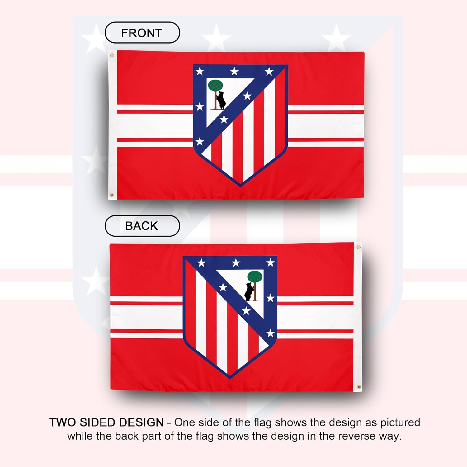 Desert Cactus Atletico Madrid Flag - 3 x 5 Feet Atleti Los Colchoneros Football Soccer Banner, Indoor/Outdoor Durable Fabric, 100% Polyester Design(C)