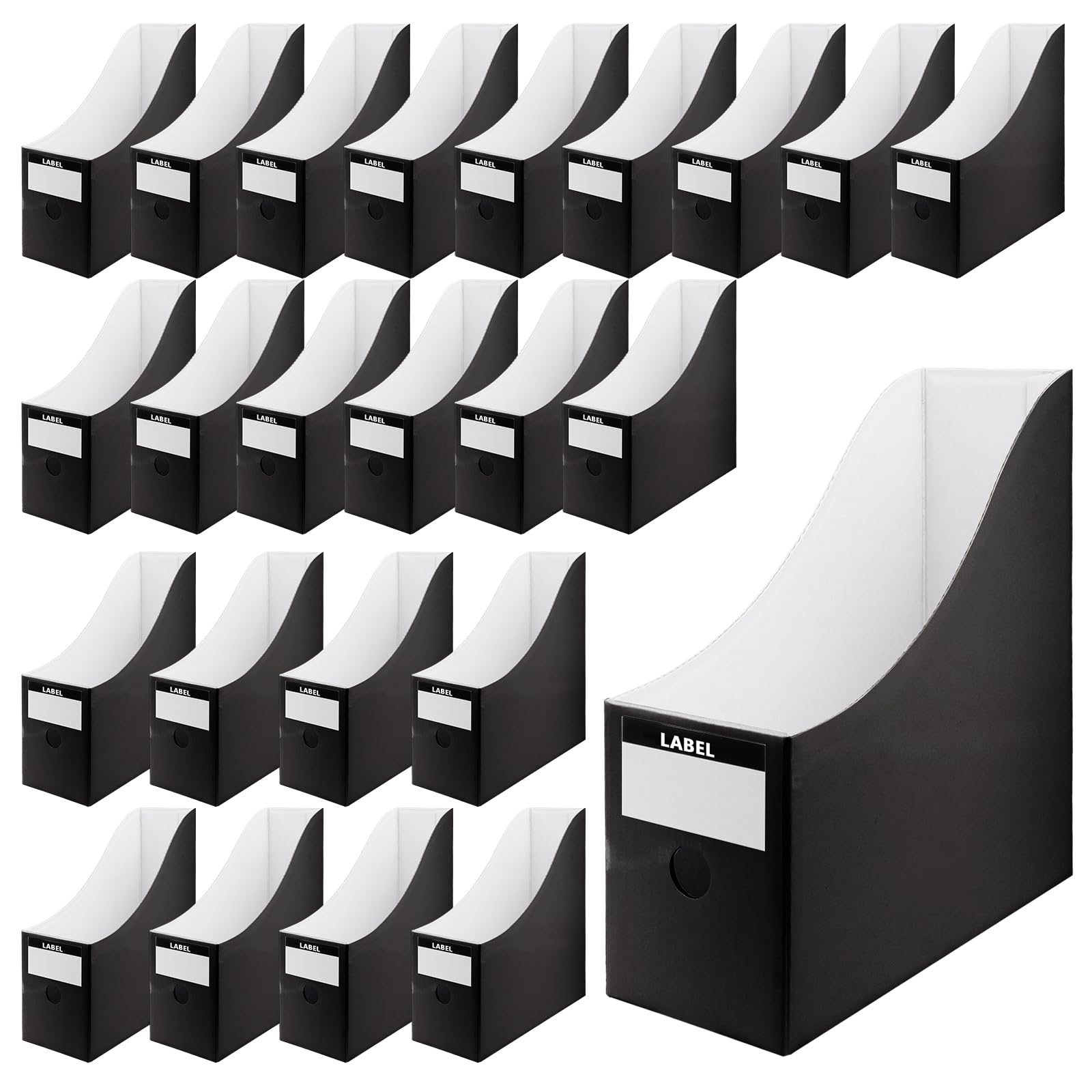 24 Stück schwarze Karton-Zeitschriftenhalter, Zeitschriftenaufbewahrungsboxen, Schreibtisch-Organisation, vertikale Aktenordnerbox für Büro, Klassenzimmer, Zuhause, Schule, 27 x 26 x 9 cm