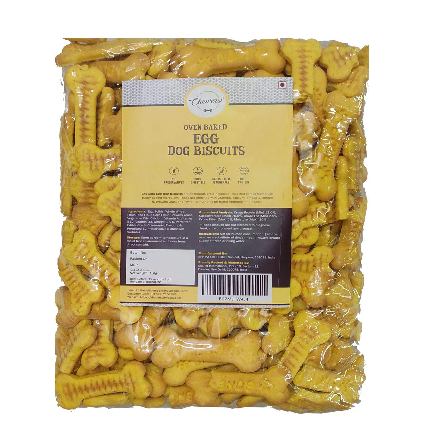 Chewers Oven Baked Real Egg Dog Biscuits, Dog Treat 1 Kg (Pack of 4) (B07MJ1VZTD) Amazon Price History, Amazon Price Tracker