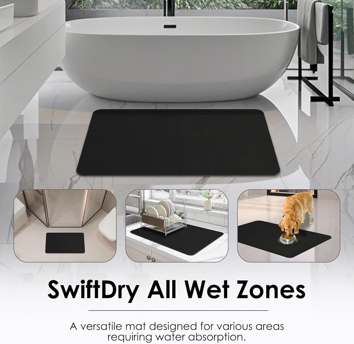 2 Pack Extra Large Stone Bath Mat, 32''x20'' Non-Slip Diatomaceous Earth Stone Bath Mat, Super Absorbent Quick Drying for Bathroom/Kitchen, Easy to Clean - Image 6