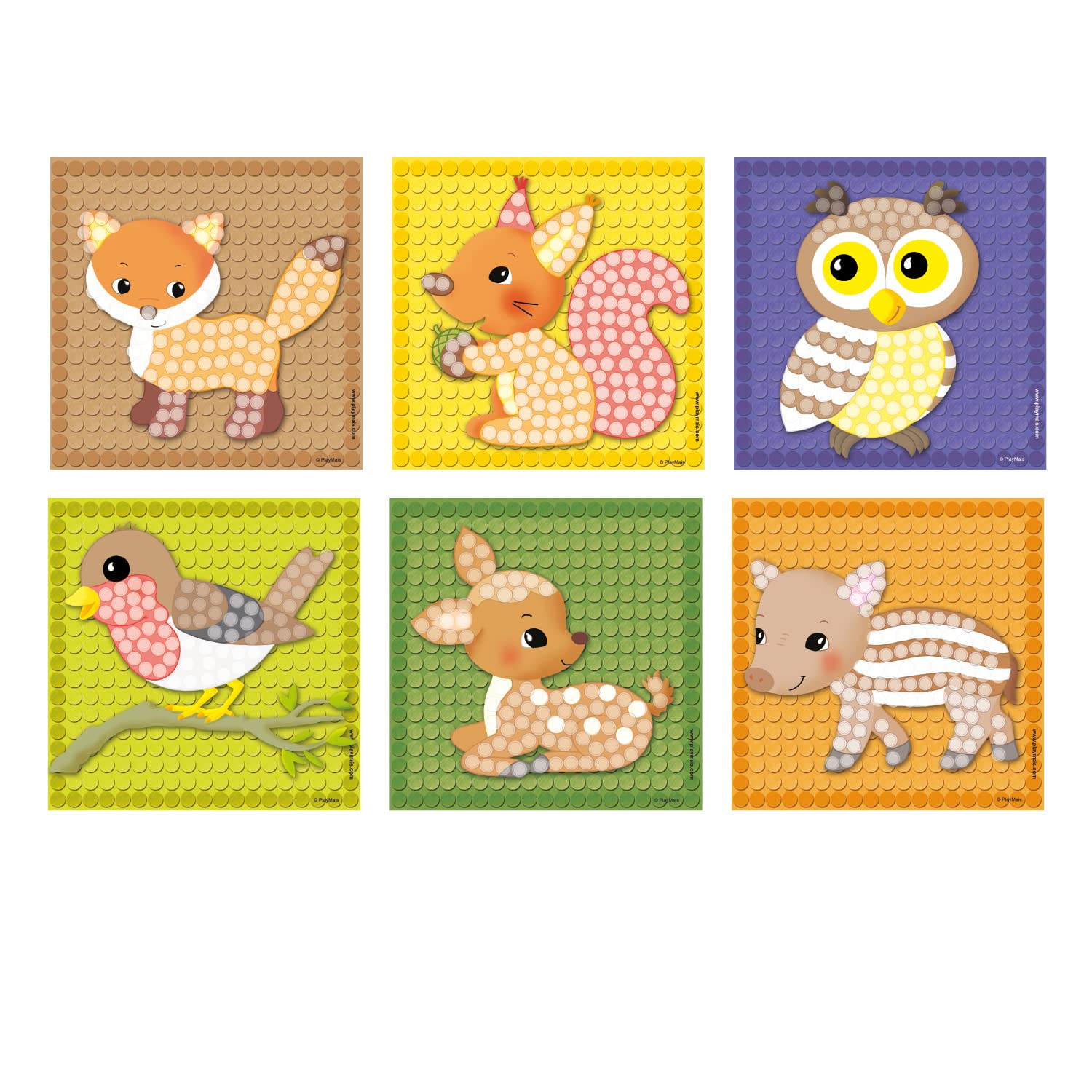 PlayMais Mosaic Little Forest kreatywny zestaw do majsterkowania dla dzieci od 3 lat | ponad 2300 sztuk i 6 samoprzylepnych obrazów mozaikowych ze zwierzętami leśnymi | wspiera kreatywność i motorykę