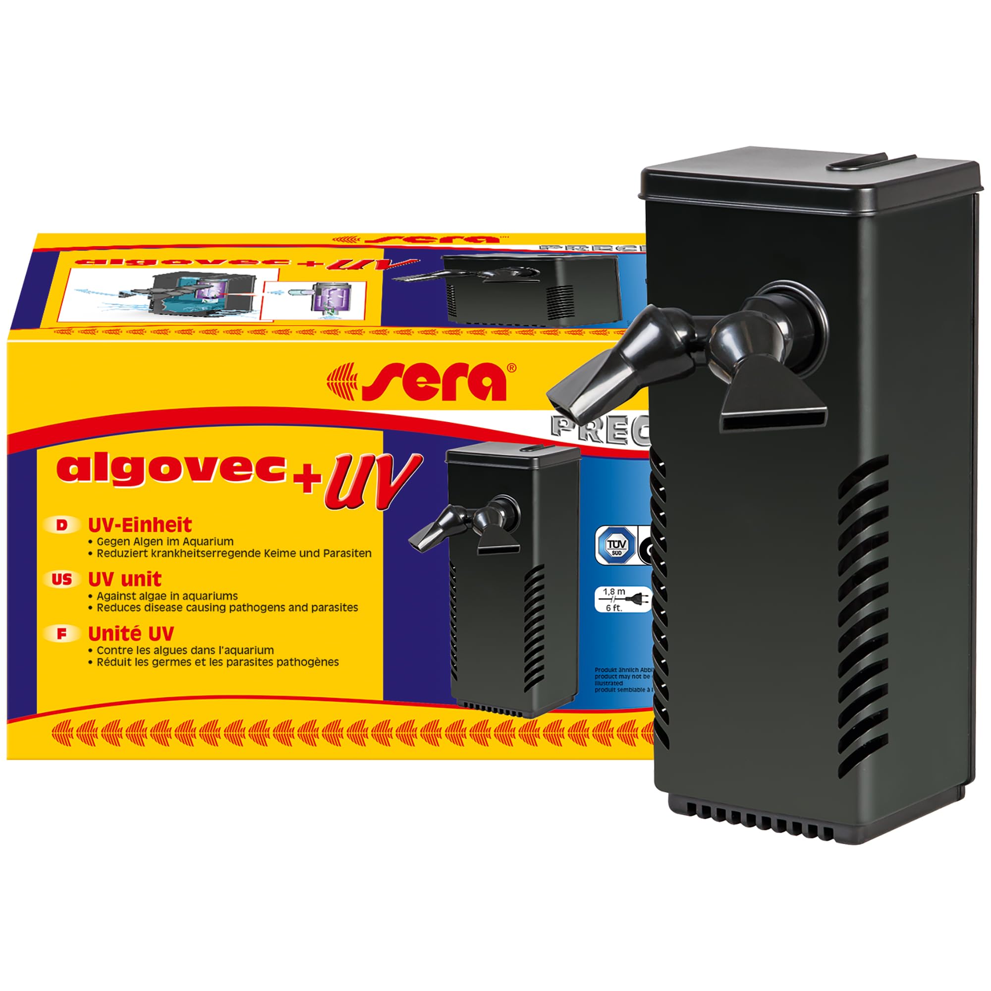 Sera - algovec UV è un'innovativa unità UV-C da 5 Watt Che Riduce la Formazione di germi, i parassiti e alghe in Maniera Fisica, per acquari Fino a 100 Litri