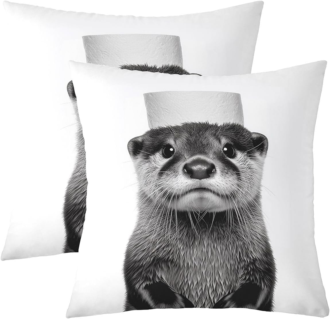 Erosebridal Otter Throw Pillow Covers 24x24 Set of 2 Monochrome Cool Lake Animal Pillow Covers Otters Lover Minimalist Room Decor Cushion Cover Funny River Natural Animal Pillow Cases for Couch Sofa