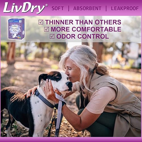 Vista 19 de LivDry Incontinence - Almohadillas ultrafinas para mujer, protección contra fugas y control de olores, extra absorbentes (moderado, 48 unidades)