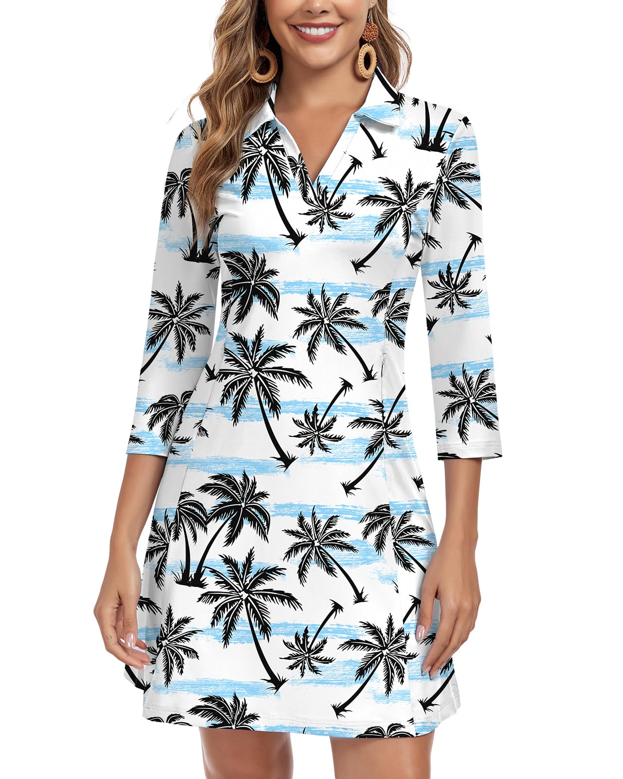 WOWENY 3/4 Sleeve Dress with Pockets