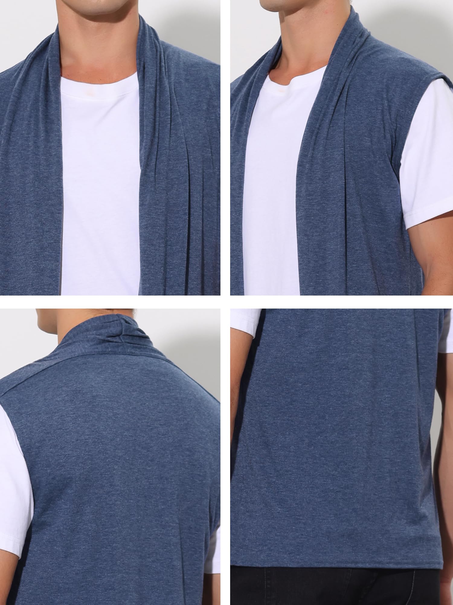 uxcell Chaleco Ligero sin Mangas con Cuello de Chal con Volantes para Hombre