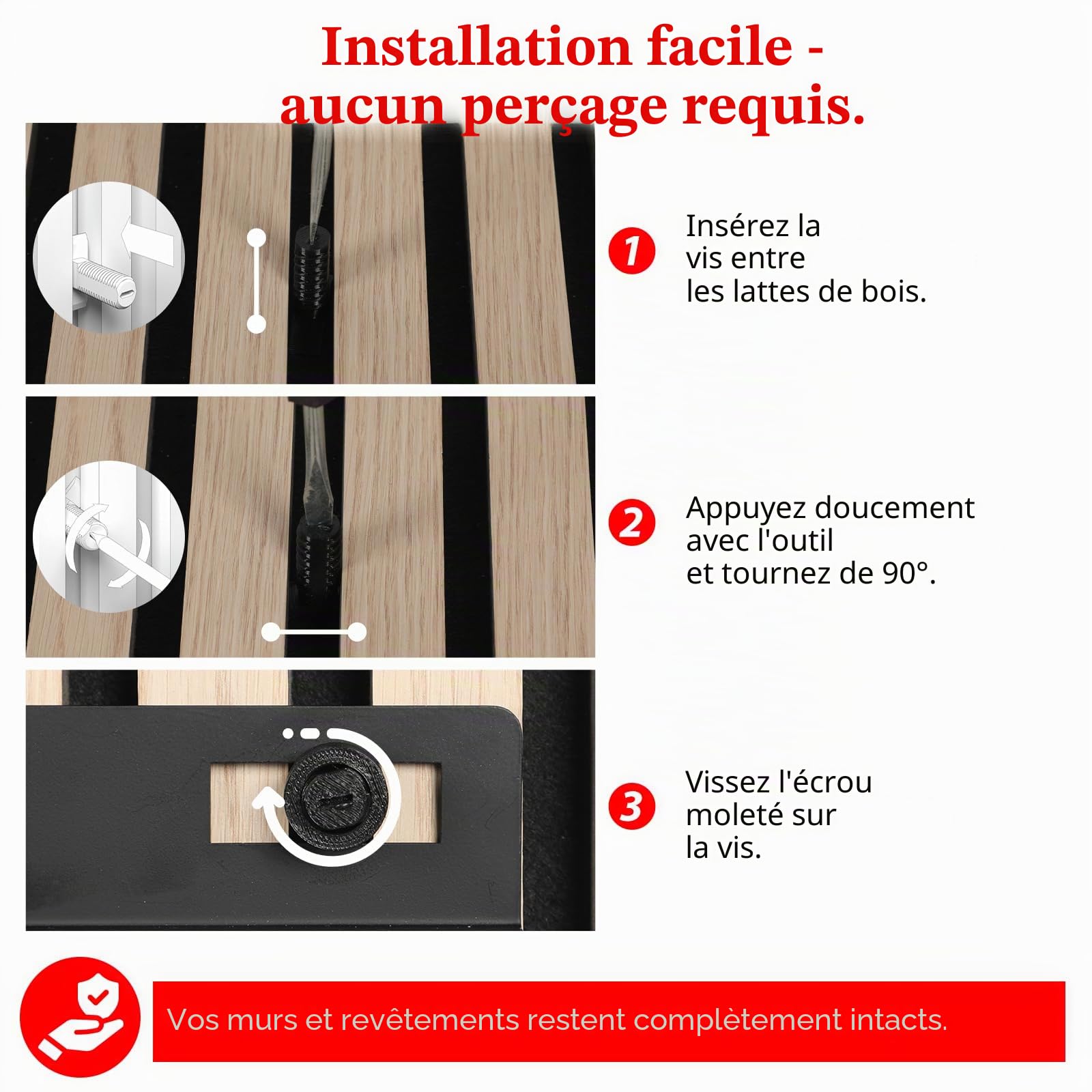 Étagère pour panneaux acoustiques sans perçage - 40 x 15 cm - En métal - Pour bureau, salon, cuisine (40 x 15 cm)