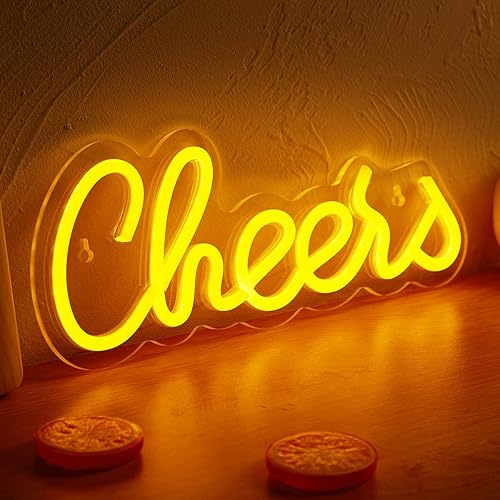 Miniatura 3 de Letrero LED de neón con texto en inglés "Cheers", lámpara de neón alimentada por USB, luz nocturna, arte de pared 3D, letreros de neón para