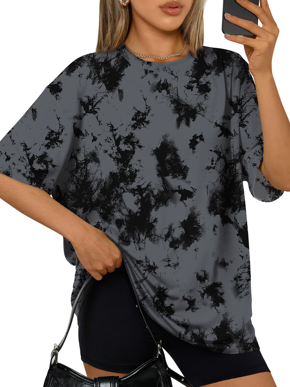 Trendy Queen Womens Oversized T-Shirts Short Sleeve Crew Neck Summer Tops | Midweight Poly-Cotton Blend, Drop Shoulder Loose Fit