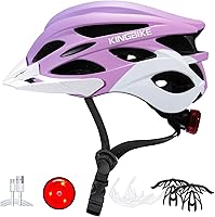 Vista 11 de KINGBIKE - Casco de bicicleta para adultos, hombres, mujeres y jóvenes, para ciclismo en carretera y montaña, con luz recargable por USB