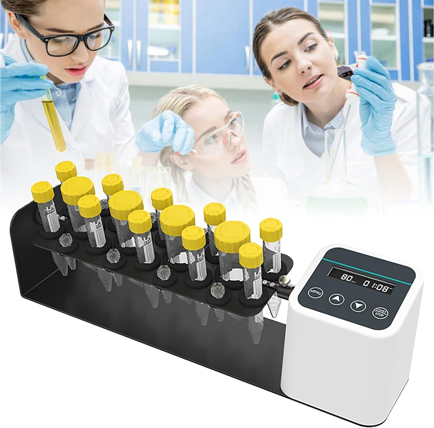 COYEUX Langachsen-Rotationsmischer, Labor-Rotationsmischer, mit LCD-Display, Einstellbarer Geschwindigkeit und 1-23H59min-Timing, Stabiler Betrieb