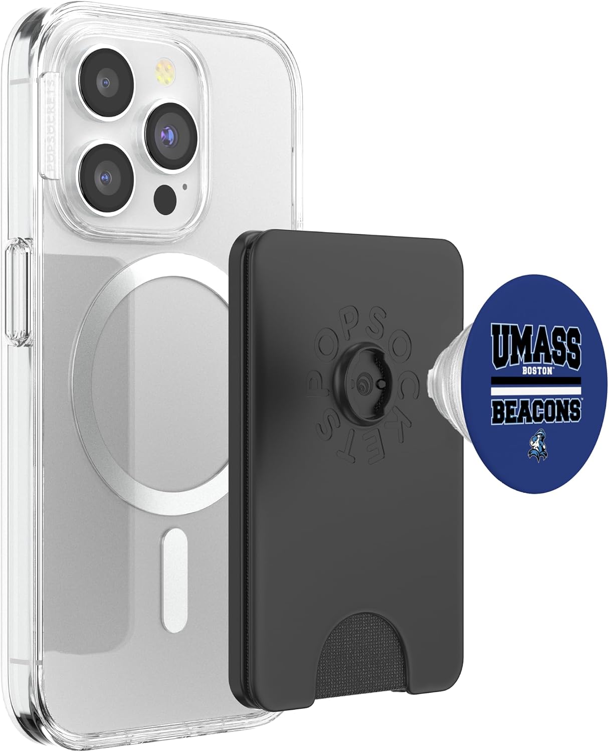 UMass Boston Beacons |NCAA University Merch | VNPUMBST301 PopSockets PopWallet for MagSafe