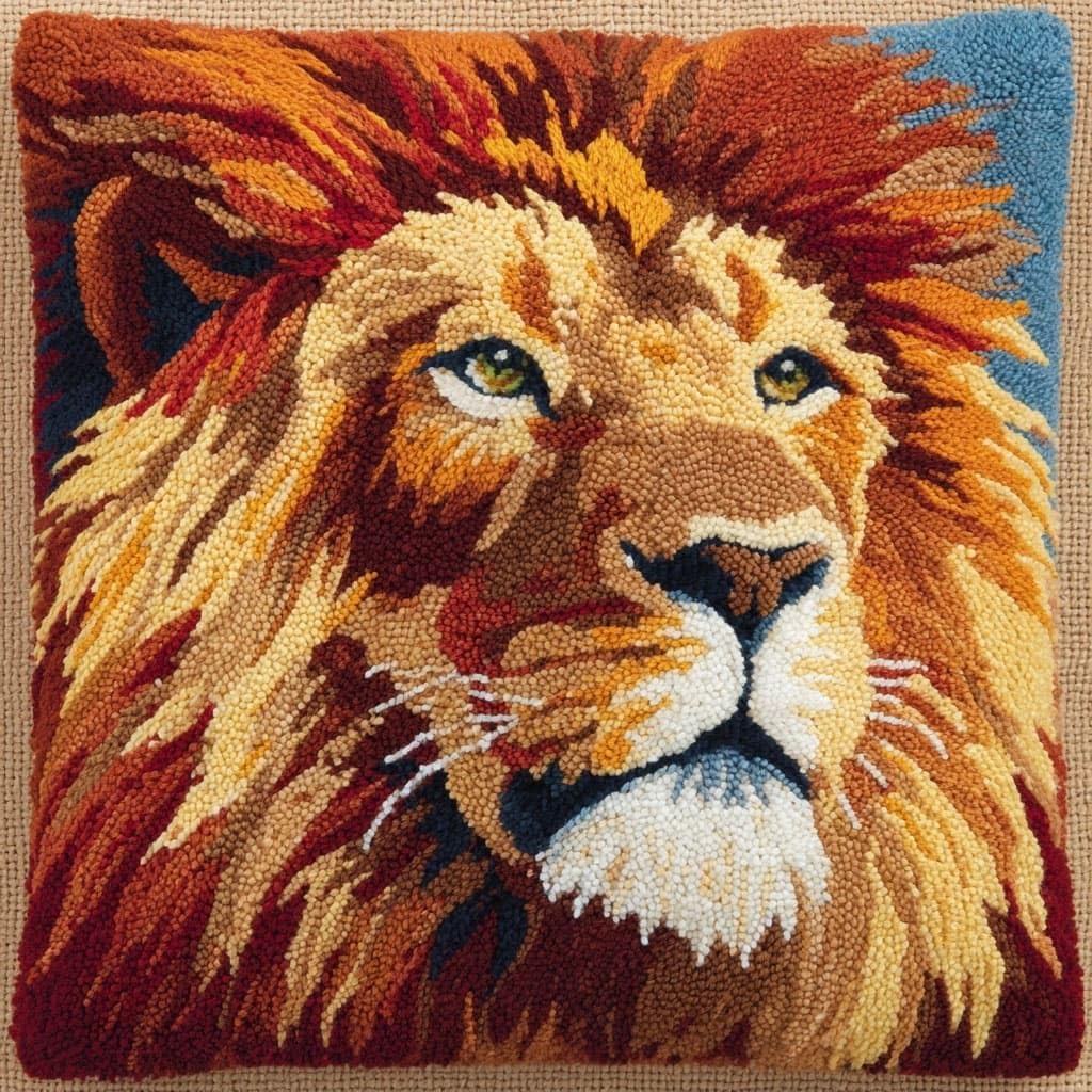 Henypt Latch Hook Cushion Kits Lion