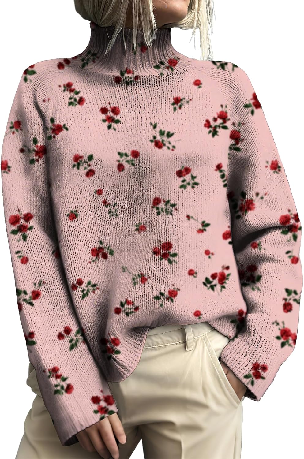 Pullover Sweater Womens Fall Fashion Sweater Casual Pullover Turtle Neck Tops Basic Top Trendy Clothes