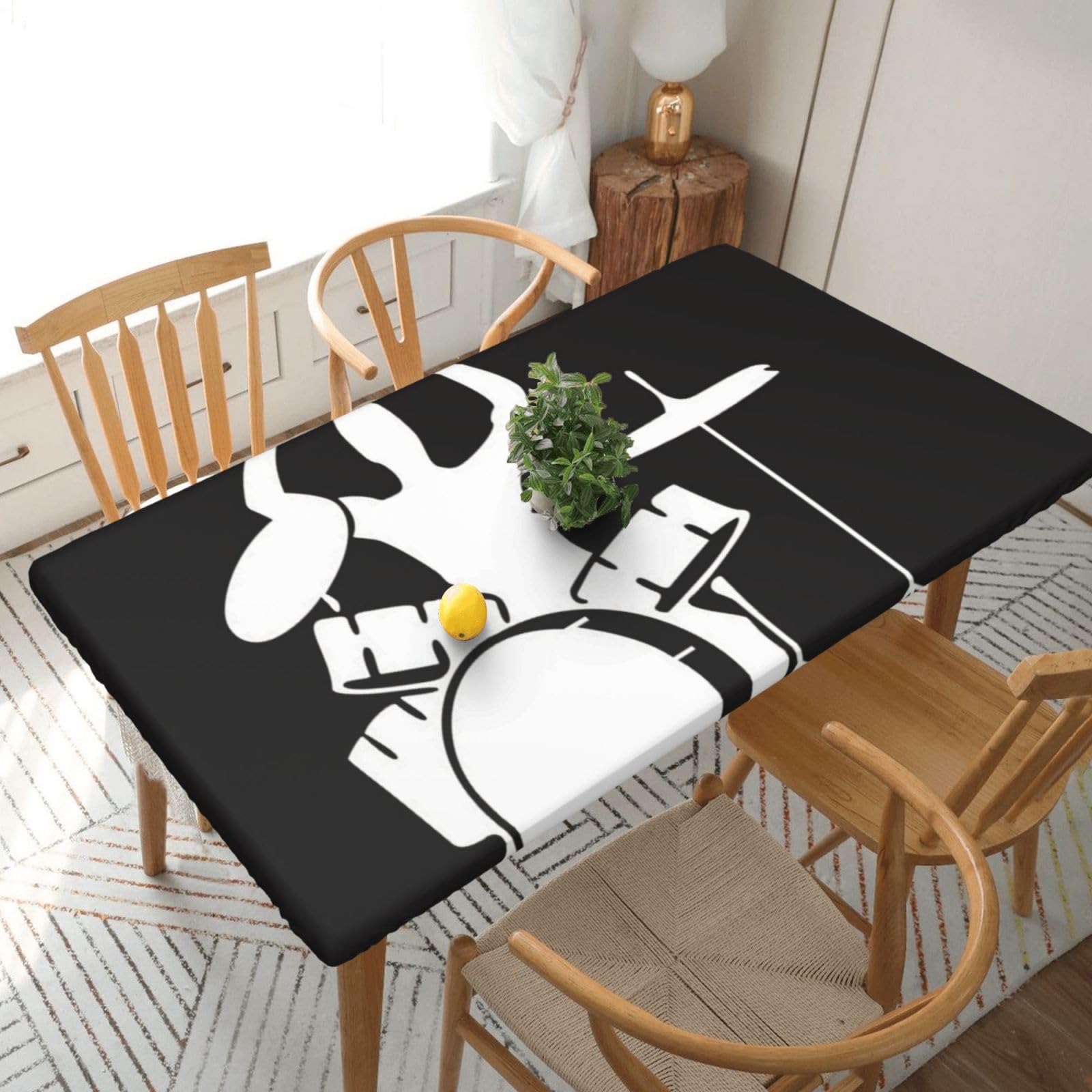 BNVSADC Drummer Printed 5FT Tablecloth Polyester Kitchen Water Resistant Table Cloth Dining Table Decoration Table Covers, 152x76 CM