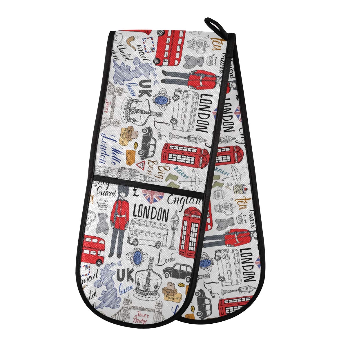 TropicalLife Double Oven Glove Mitts London City Bridge Big Ben Heat Resistant Pot Holders for Home Kitchen Cooking Baking Outdoor BBQ