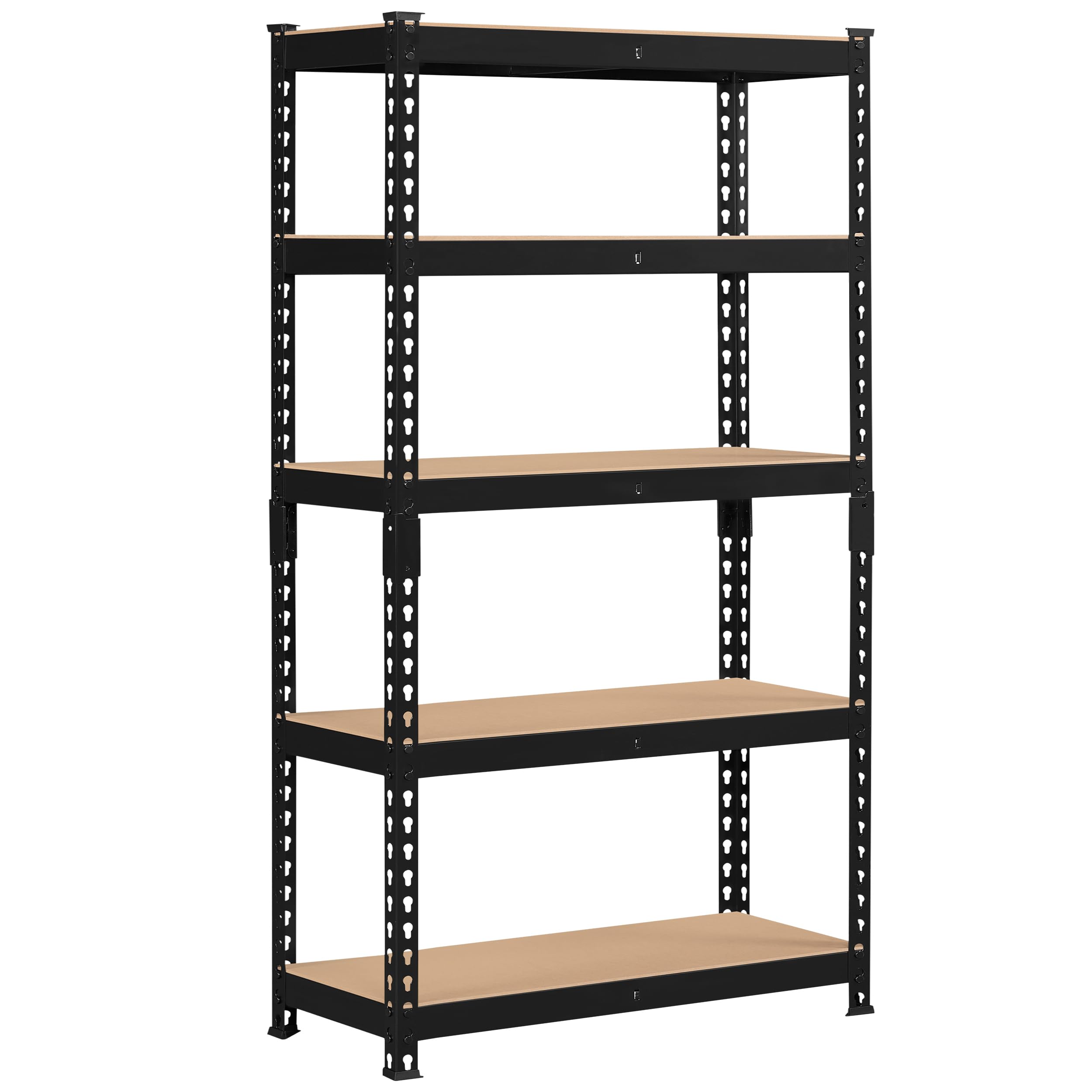 Topeakmart 5-Tier Utility Shelves, Metal Storage Shelves, Adjustable Shelving Units, Boltless Assembly, Garage Shelves Shed Shelving for Warehouse Garage Shed Basement- Black, 27.5 x 12x 60 Inch