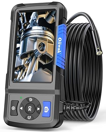 Oiiwak Dual Lens Industrial Endoscope 1080P Digital Borescope Inspection Camera with Light IP67 Waterproof Drain Snake Camera 4.5