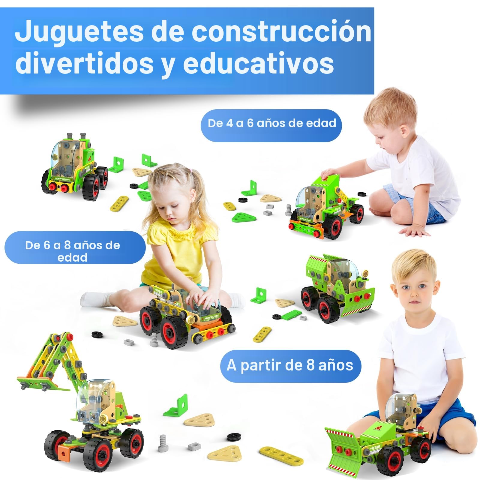 MOONTOY 14-en-1 Juguete de Construcción para Niños de 4, 5, 6, 7, 8, 9+ Años, Juguete Educativo Stem, Bloques de Construcción para Niños, Juegos Creativos, Niños y Niñas