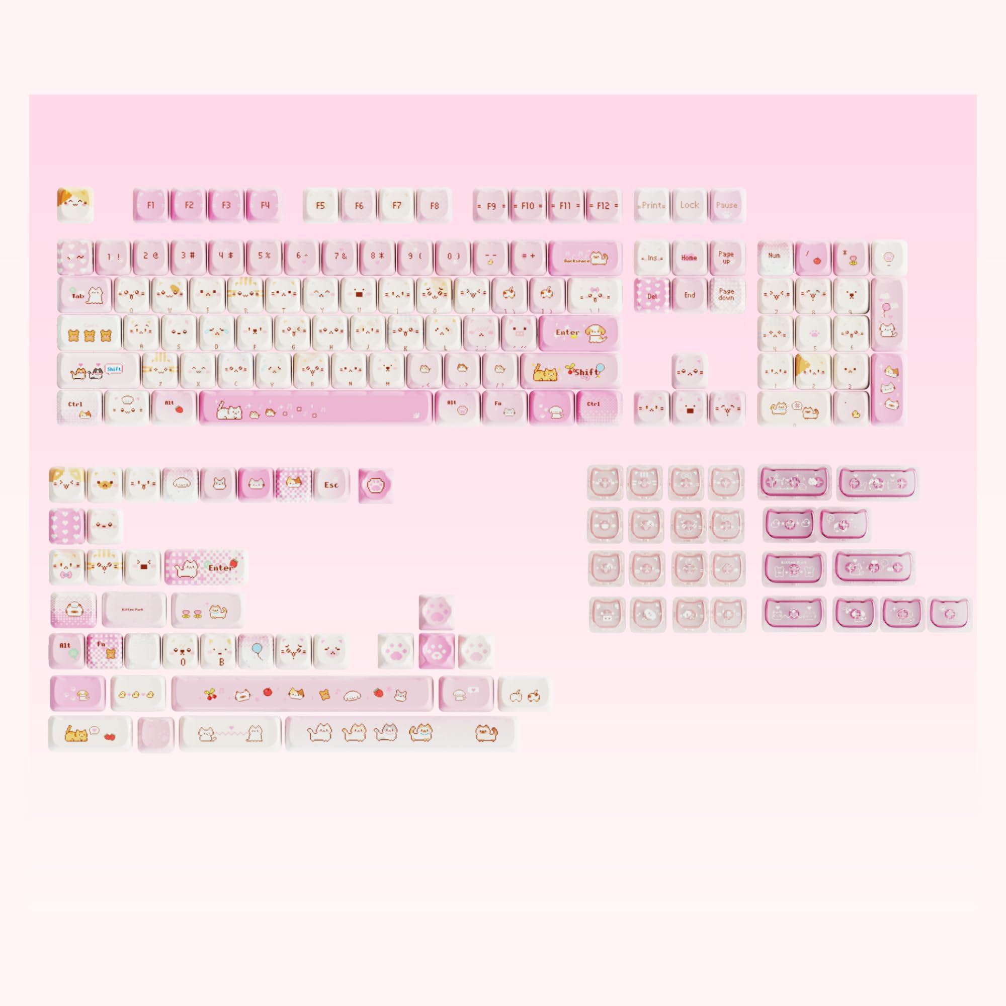 Mao Height Cat Shape Theme keycaps PBT keycaps Customized keycap Set Suitable for 61/87/104/108 Cherry MX Switch and Other Mechanical Keyboards (): Pixel Meow