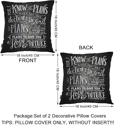 Miniatura 6 de Swono Juego de 2 fundas de almohada decorativas con versículo bíblico para el hogar, fundas de almohada para sala de estar, dormitorio, fundas de