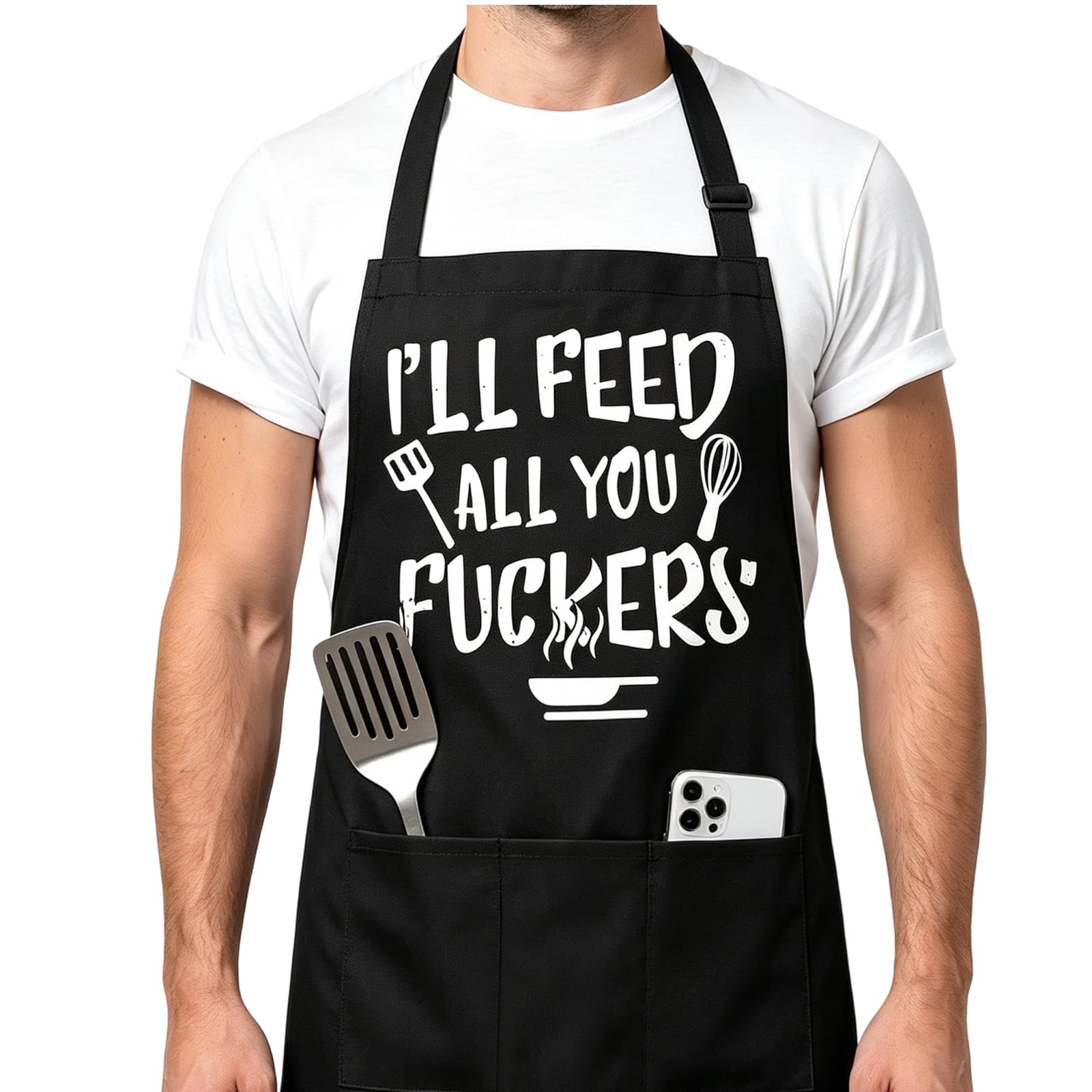 LEKMBBY Funny Aprons For Men Novelty BBQ Apron With Pockets Cooking Gifts