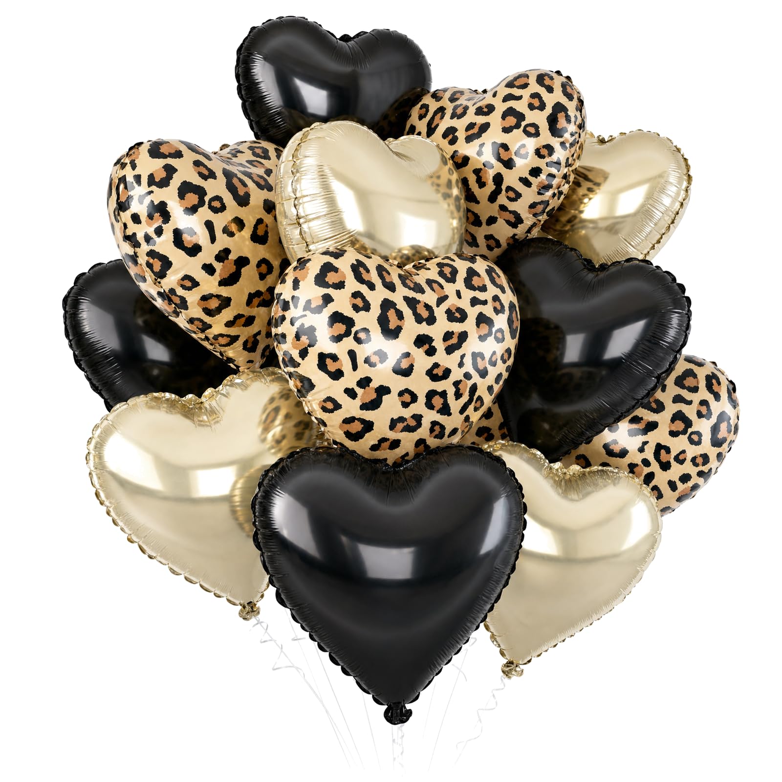 13 Leopard Print Balloons and Heart Balloons, 18 Inch