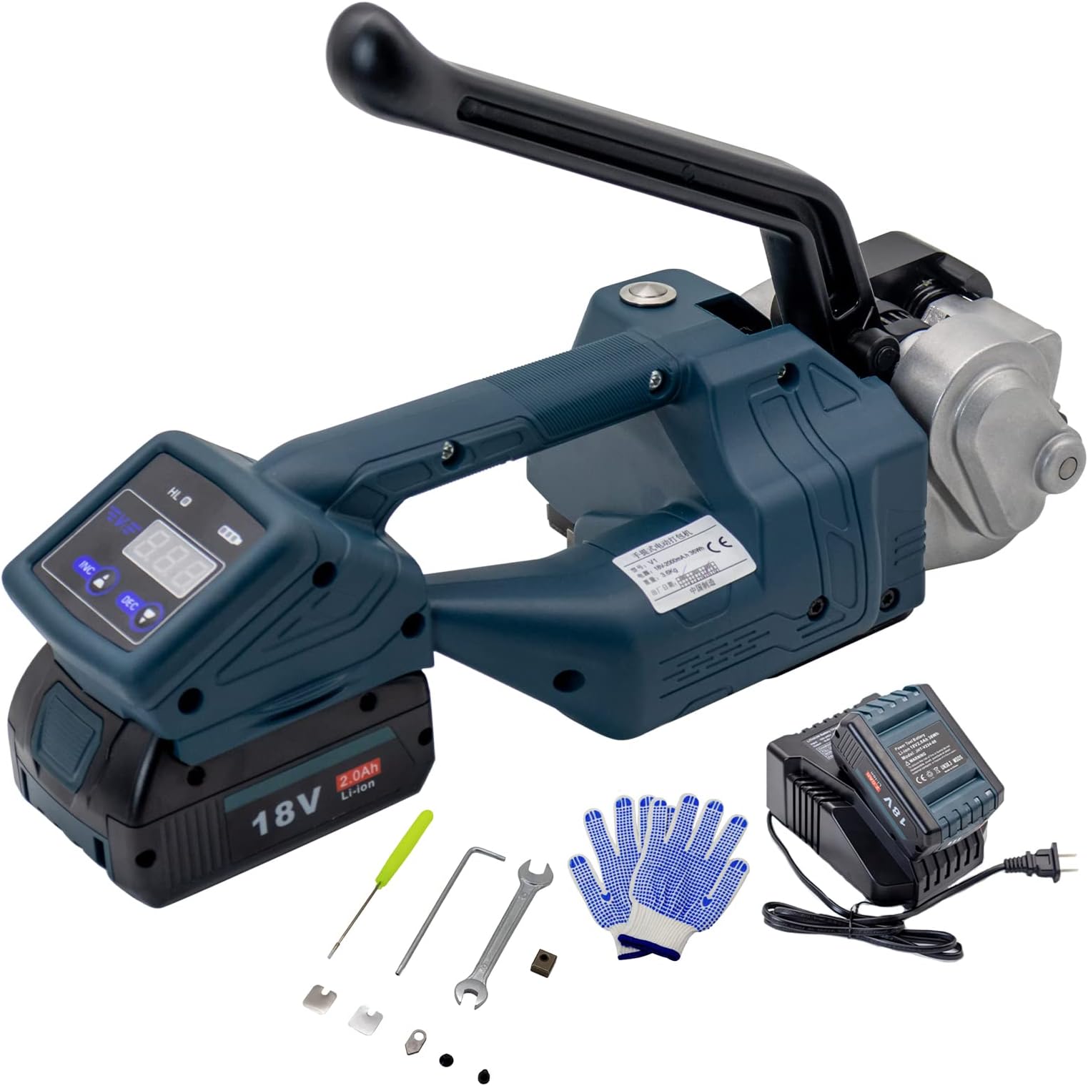 SDRTOP Electric Strapping Machine V1 Handheld Semi-Automatic Banding Tools for 1/2 to 5/8inch PP/PET Plastic Straps Portable Baler Packaging Tensioner kit for Box Pallet