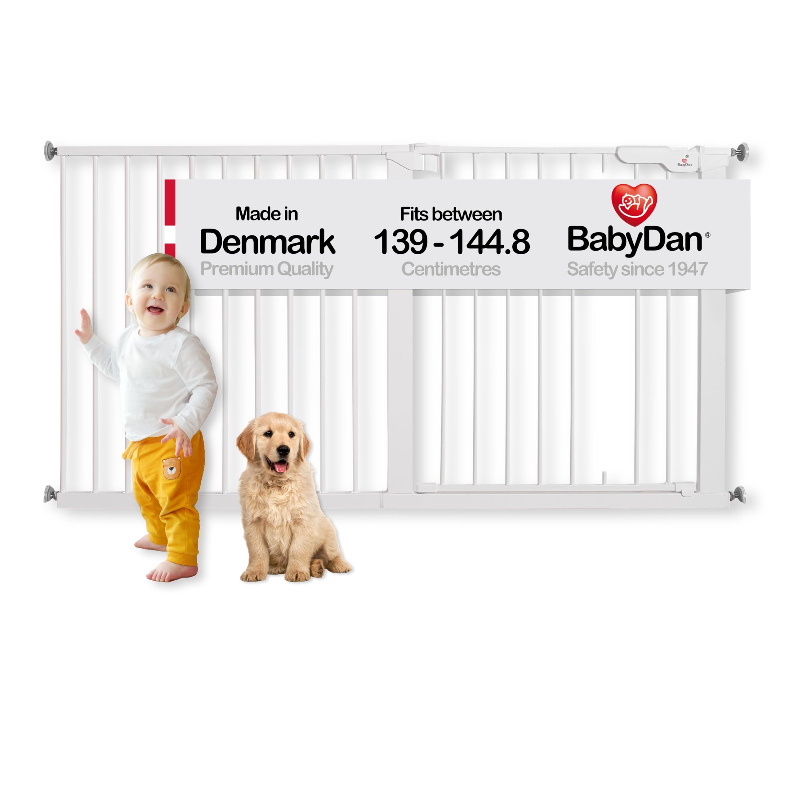 BabyDan Premier, Pressure Fit Stair Gate, 73.5-93.3 cm, Baby Gate/Safety Gate, Metal, White, Made in Denmark - (Pet Gate/Dog gate) — view 31