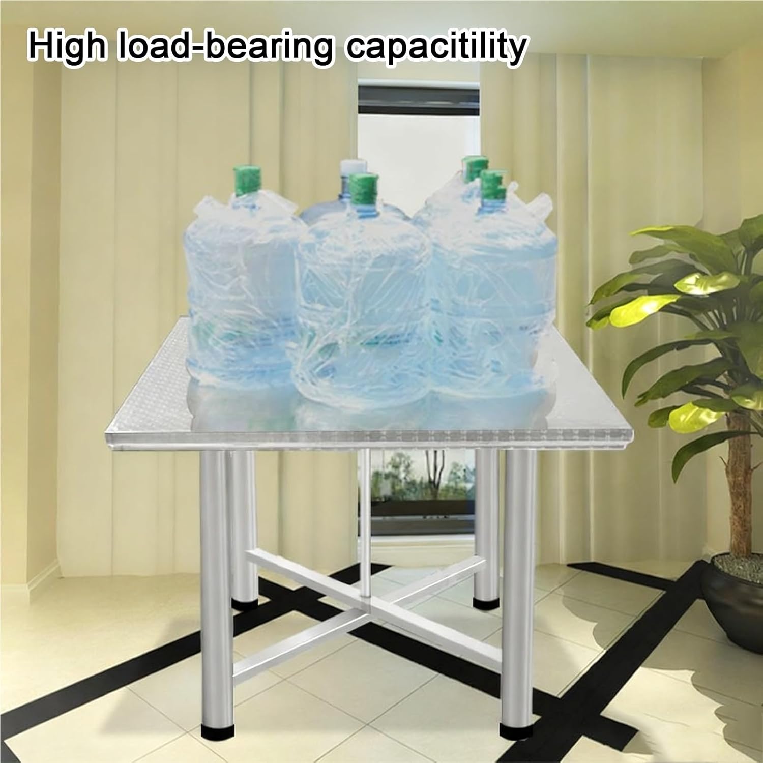 Folding Workbench Embossed Design H75cm Stainless Steel Work Table Snap-on Non-Slip Feet Secure Welded Construction Thickened Top Reinforced Crossbeams Kitchen Dining