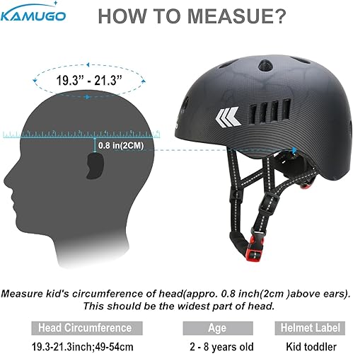 Miniatura 22 de KAMUGO Juego de casco de bicicleta para niños, casco para niños de 2 a 8 años con equipo de protección deportiva, rodilleras, coderas, muñequeras